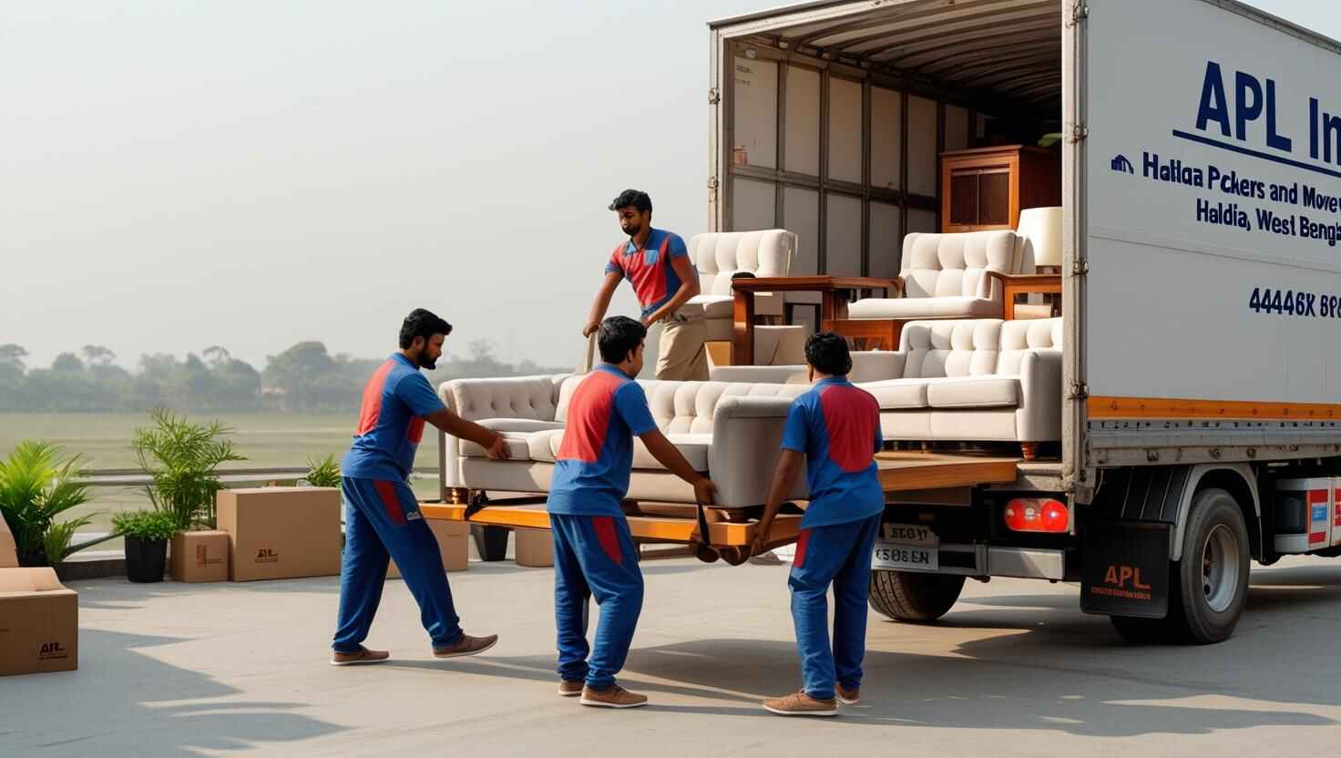 APL India Packers and Movers in Haldia loading furniture into a rental truck